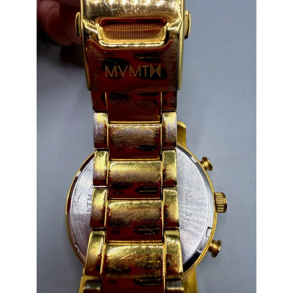 MVMT Chrono Gold Black Dial 45mm Mens Watch Stainless Steel C05 5ATM *Read